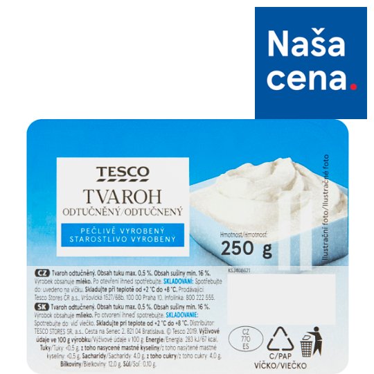 Tesco Tvaroh odtučnený 250 g Tesco Potraviny