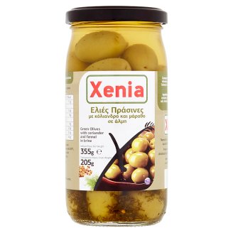 Xenia Zelené olivy celé s koriandrem a fenyklem ve slaném nálevu 355g