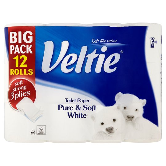 Veltie Pure & Soft White Toilet Paper 3 plies 12 pcs Tesco Groceries