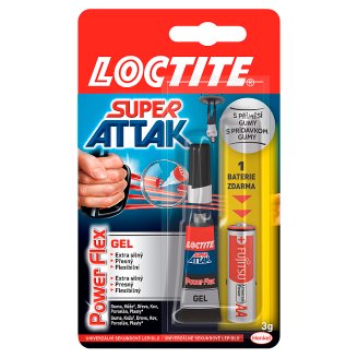 Loctite Super Attak Power Flex Gel univerzální sekundové lepidlo 3g + 1 baterie zdarma