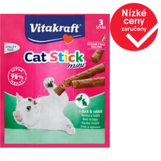 Vitakraft Cat-Stick mini kachní maso a králičí maso pro kočky 3 ks