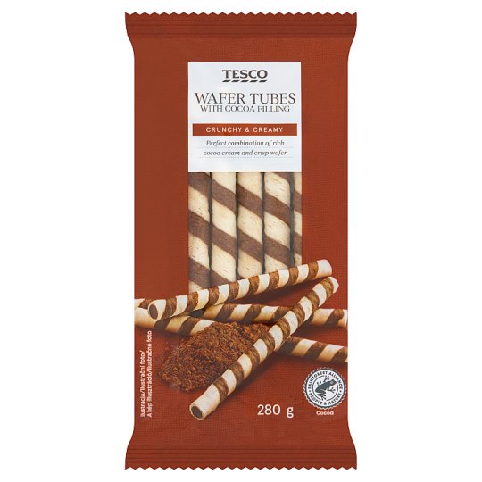 Tesco Wafer Tubes with Cocoa Filling 280g Tesco Groceries