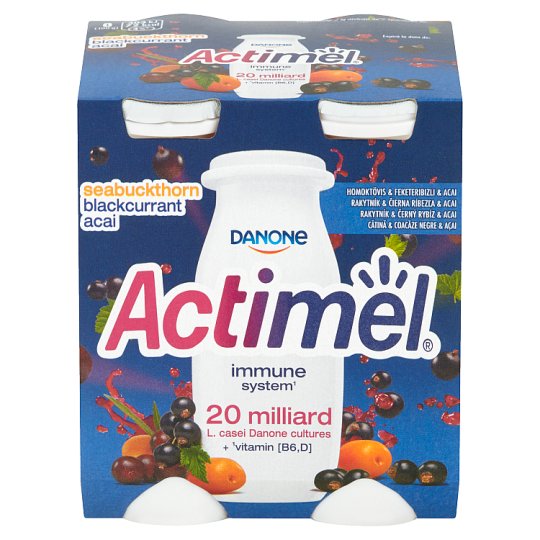 Danone Actimel Jogurtové mléko rakytník & černý rybíz & acai 4 x 100g