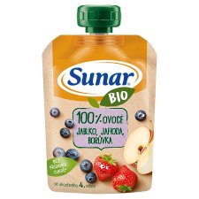 Sunar Organic 100% Fruit Apple, Strawberry, Blueberry 100g