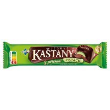 ORION LEDOVÉ KAŠTANY Bar in Dark Chocolate with Pistachio Flavor and Cocoa Nut Filling 45g