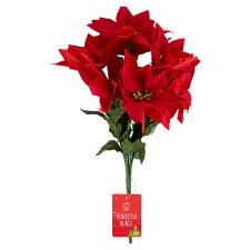 Festive Magic Poinsettia Bunch Flocked 7 Head 30 cm