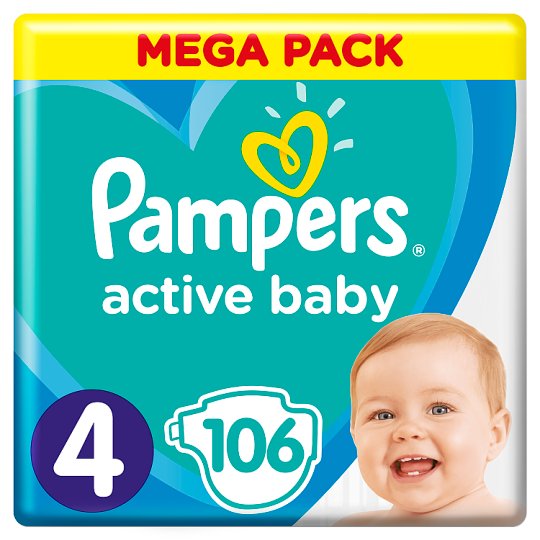 Pampers Active Baby Velikost 4, 106 Plenek, 9-14 kg