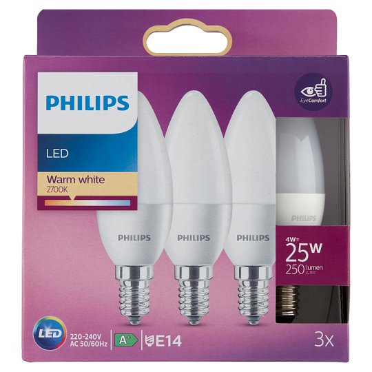 Philips Světelný zdroj na bázi LED 4 W (25 W) E14 teplá bílá 3 ks