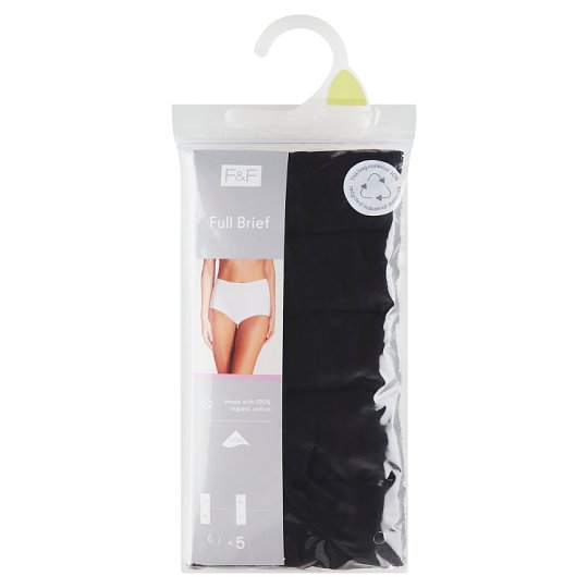 image 1 of F&F Ladies Full Brief 5 Pieces in a Pack, 46, Black