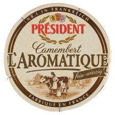 Président Camembert L'Aromatique Soft Ripened Cheese with White Mold on the Surface 250g