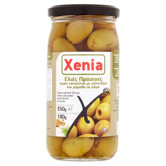 Xenia Zelené olivy bez pecky s koriandrem a fenyklem ve slaném nálevu 350g