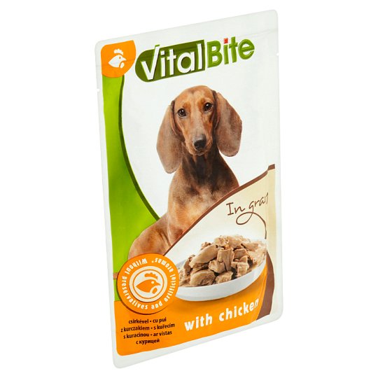 VitalBite Kompletní krmivo pro dospělé psy s kuřecím v omáčce 85g