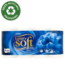 Tesco Soft Luxury White Toilet Paper 4-Ply 8 Rolls