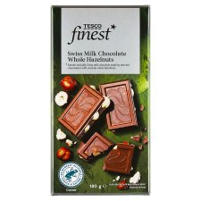 Tesco Finest Mléčná čokoláda s lískovými ořechy 180g