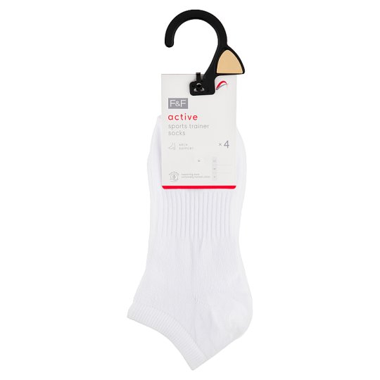 F&F White Sports Sock, ML 4 Pack Tesco Groceries