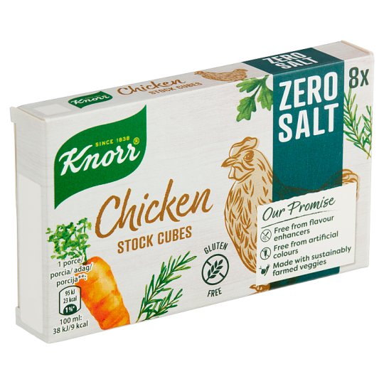 Knorr Zero Salt Chicken Stock Cubes 8 x 9g (72g) Tesco Groceries