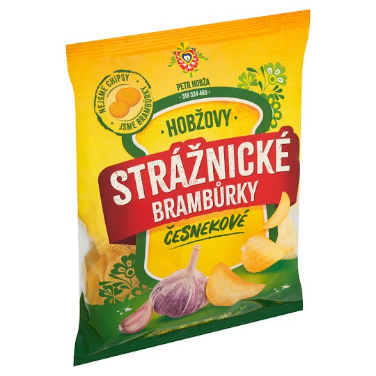 Strážnické Brambůrky Hobžovy Fried Potato Crisps Garlic 60g
