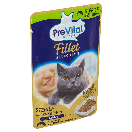 PreVital Complete Food for Adult Sterilized Cats with Salmon in Gravy