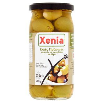 Xenia Zelené olivy plněné mandlí ve slaném nálevu 355g