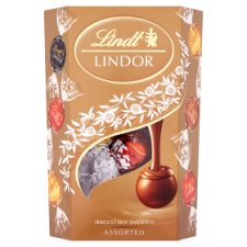 Lindt Lindor Směs mléčné, bílé a hořké čokolády s jemnou krémovou náplní 200g