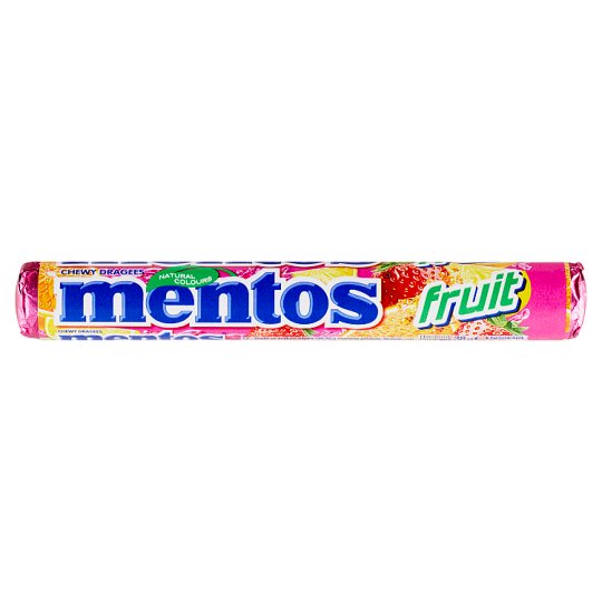 Mentos Fruit dražé s ovocnými příchutěmi se žvýkací náplní 38g