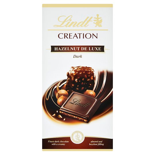 Lindt Creation Plněná extra hořká čokoláda s mandlovo-lískoořechovou pastou 150g