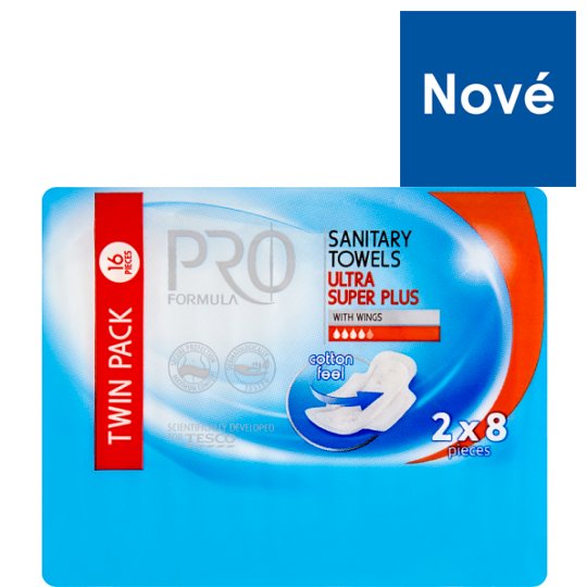 Tesco Pro Formula Super Plus dámské hygienické vložky s křidélky 2 x 8 ks