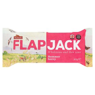 Wholebake Britský flapjack z ovesných vloček s malinami a jahodami 80g