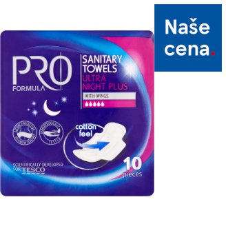 Tesco Pro Formula Night Plus dámské hygienické vložky s křidélky 10 ks