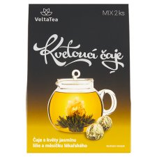 VeltaTea Flowering Teas with Jasmine Lily Flowers and Calendula 2 x 6g (12g)