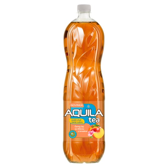Aquila Tea Méně cukru, černý čaj se šťávou z broskve 1,5l