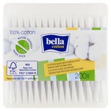 Bella Cotton Hygienic Cotton Sticks on Paper Backing 200 pcs