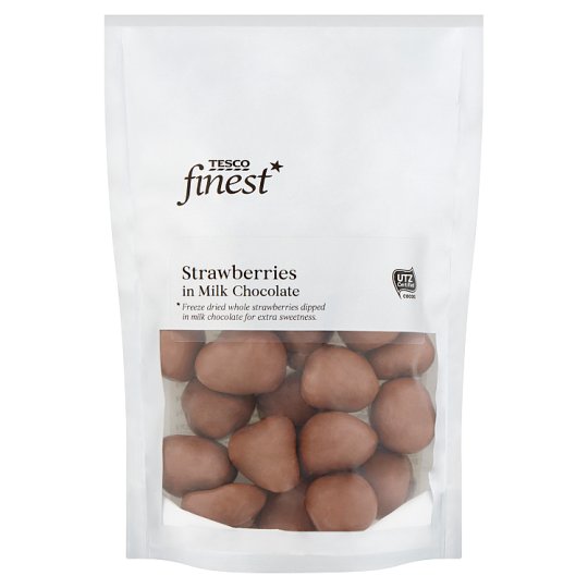 Tesco Finest Freeze Dried Strawberries in Milk Chocolate 100g