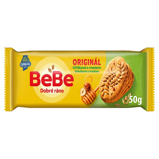 Opavia BeBe Dobré ráno kakaové cereální sušenky oříškové s medem 50g