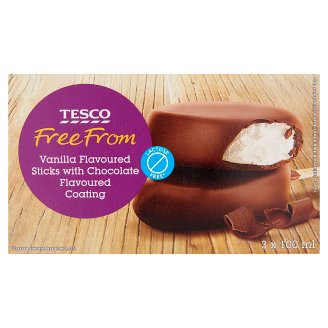Tesco Bezlaktózový mražený krém s vanilkovou příchutí a polevou s čokoládovou příchutí 3 x 100ml
