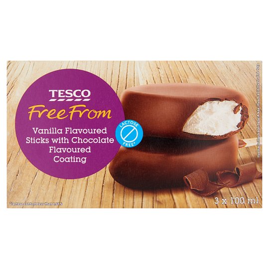 Tesco LactoseFree Frozen Cream with Vanilla Flavor and Chocolate Icing