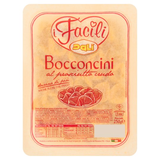 Dali i Facili Bocconcini vaječné nudle plněné syrovou zrající vepřovou šunkou 250g
