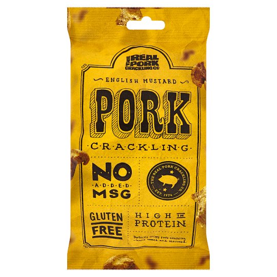 The Real Pork Crackling Co Křupavé vepřové škvarky s příchutí anglické hořčice 75g