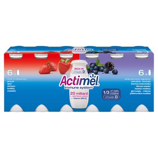 Actimel Probiotic Yogurt Drink with Vitamins StrawberryBlueberry 12 x