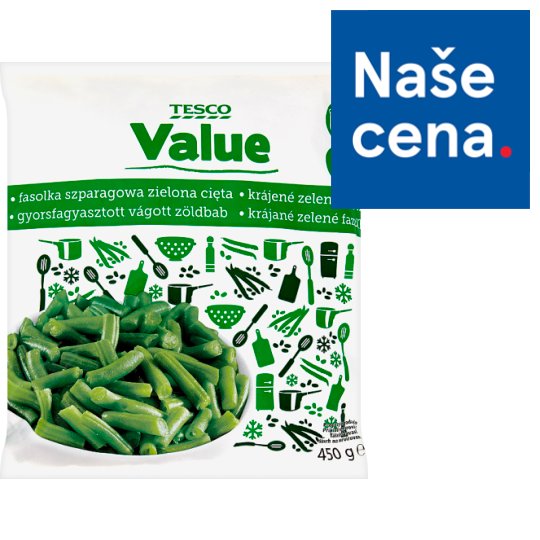 Tesco Value Krájené zelené fazolky hluboce zmrazeno 450g