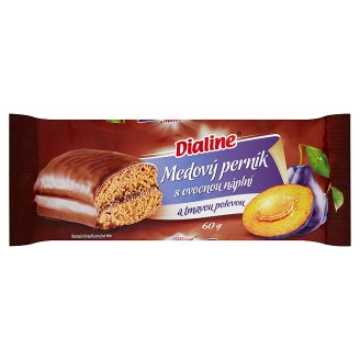 Dialine Medový perník s ovocnou náplní a tmavou polevou 60g