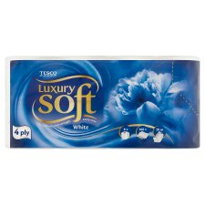 Tesco Soft Luxury White Toilet Paper 4 Ply 8 Rolls