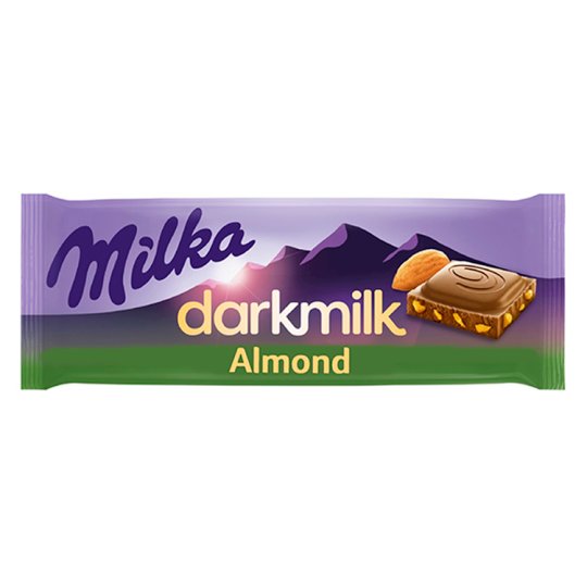 Milka Darkmilk tmavá mléčná čokoláda s kousky mandlí 85g