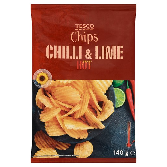 Tesco Smažené bramborové lupínky s příchutí chilli a limetky 140g
