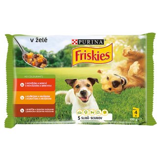 FRISKIES PES VITAFIT výběr s kuřetem, s hovězím a jehněčím v želé 4 x 100g