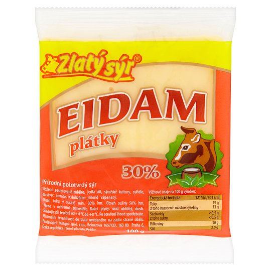 Zlatý Sýr Eidam 30% plátky 100g