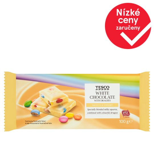 Tesco Bílá čokoláda s čokoládovým dražé 100g