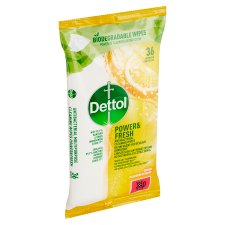 Dettol Power & Fresh Disinfectant Multi-Purpose Wipes Lemon 36 pcs