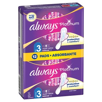 Always Platinum Night (Velikost 3) Hygienické Vložky S Křidélky 12 Ks