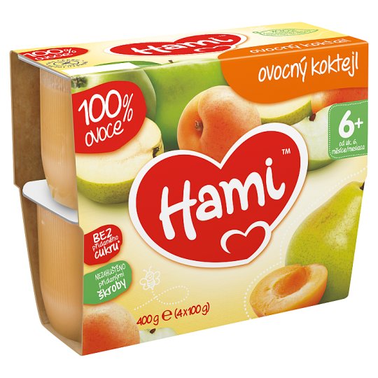 Hami ovocná přesnídávka 100% ovoce Ovocný koktejl od uk. 6. měsíce 4 x 100g